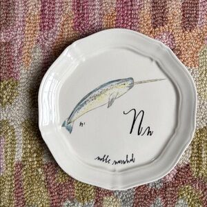 Anthropologie N Noble Narwhal Linea Carta Diva Pyari Canapé Plate EUC
